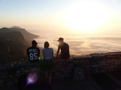Tafelberg - Zonsondergang in de wolken op de Tafelberg