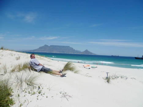 Tafelberg - Ik op Table View strand, Kaapstad, waar ik vroeger mijn ouders woonde in de jaren 60