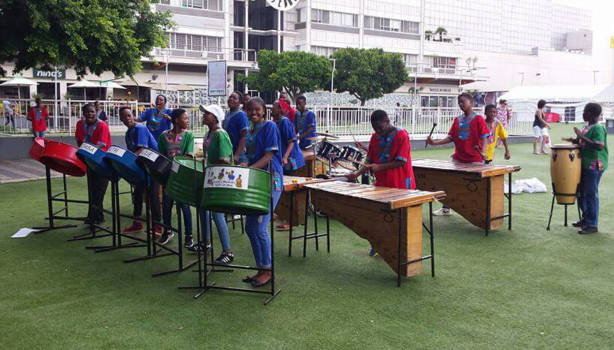 KwaZulu-Natal - Soweto children playing music on their percussion instruments, in J'burg by Rosebank
