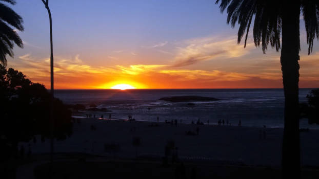 Kaapstad - Zonsondergang aan de boulevard in Kaapstad