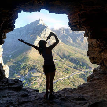 Kaapstad - Na een inspannende klim op Lions Head mag de beloning er wezen!